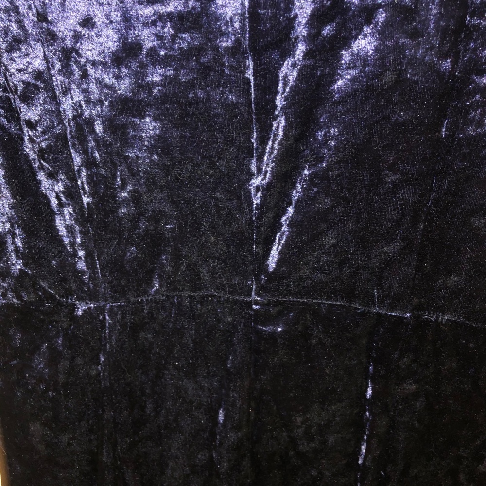 Large Crushed Velvet Navy Blue Wrap Dress Petal Zip Up - Picture 8 of 9